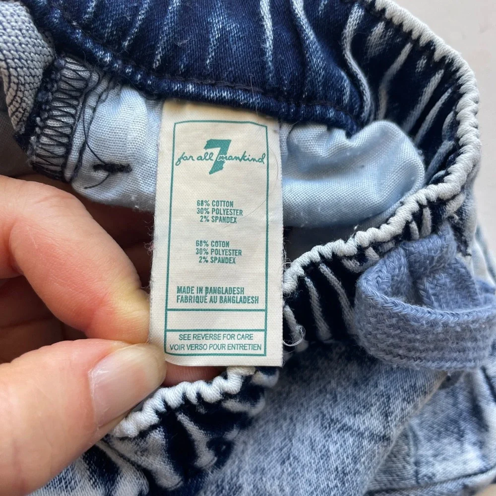 7‎ For All Mankind Baby Boys Denim Shorts Blue Acid Wash Elastic Waist 18M
